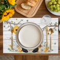 thumbnail image 4 of Yellow Gnomes Placemats Set of 6, Spring Floral Bees Daisy Branches Wooden Placemats for Dining Table, Place Mats for Kitchen Tabletop, Waterproof Wipeable Dining Table Mats Set, 4 of 9