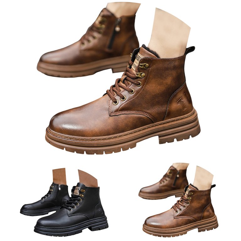 Unisex Combat Boots with Fleece Lining, Durable Leather, All-Day Comfort Winter Combat Boots for Men with Fleece Lined Warm Leather  main image 4