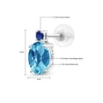 thumbnail image 5 of Gem Stone King 14k White Gold Swiss Blue Topaz and Blue Created Sapphire Earrings for Women (2.76Cttw, GemstoneNovember Birthstone, Oval Checkerboard 8X6MM, Round 2.5MM), 5 of 5