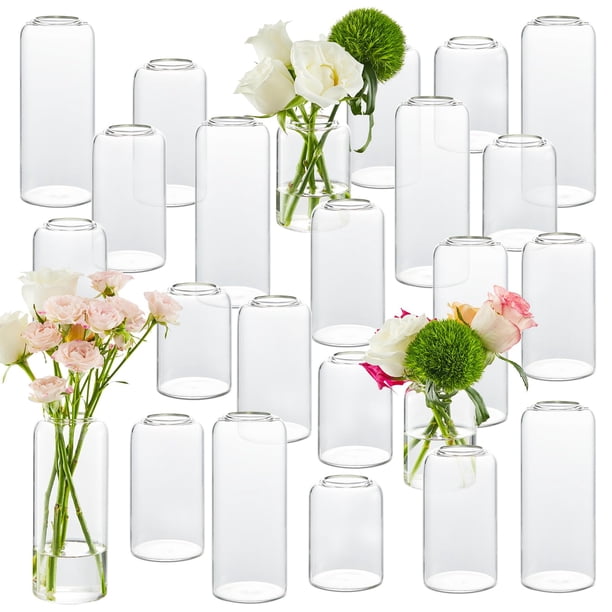Set de 24 floreros transparentes Glass Bud Vases GNILLKO (7-17 cm)