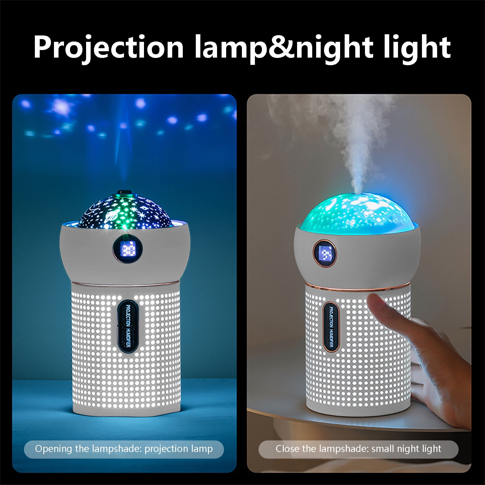 Gecau Night Light Humidifier For Kids, 630ml Cool Mist Humidifier For Kid Bedroom, 360掳Rotation Projection ,-Quiet, Waterless Auto-Off, Kids White Durable