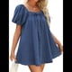 thumbnail image 3 of Vestido para Mujer, Corta Abullonada, Escote Cuadrado, Mono Vaquero con Bolsillos. Azul Profundo S, 3 of 7