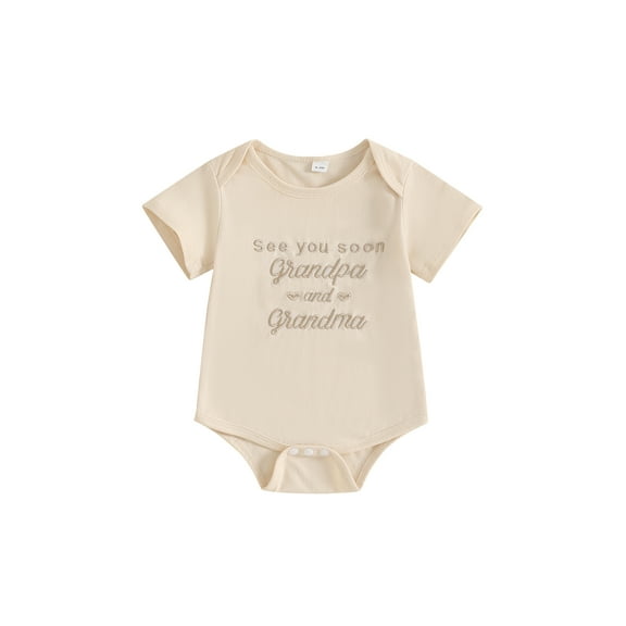 aturustex Infant Girl Boy Casual T-shirt Romper 0 3M 6M Newborn Baby Short Sleeve Shirt Bodysuit Letter Embroidery Tee Jumpsuits Crew Neck Rompers Tode Summer Daily Clothes for Holiday Party