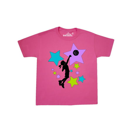 Girl Playing Basketball purple, blue, green stars Youth (Best Basketball Plays For Youth)