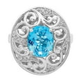thumbnail image 5 of White Sterling Silver Ring Band Gemstone Swiss Blue Topaz Oval Diamond Round, 5 of 5