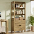 thumbnail image 3 of Fimind 70.9" Tall Bookshelf, Wood Bookcase with Shelf and Drawer for Home Office, Brown, 3 of 5