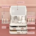 thumbnail image 4 of Makeup Storage Organizer Box with LED Mirror and Drawers,Jewelry Display Holder Rack, Cosmetics Display Case with Transparent Cover, for Bedroom Vanity Desk, 4 of 9