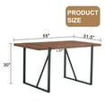 thumbnail image 2 of 55.1" x 31.4"x 29.9" Rustic Industrial Dining Table for 6 with 1.5" Thick Wood Tabletop and Black Metal Legs, Rectangular Farmhouse Table for Kitchen, Dining and Living Room, Walnut, 2 of 9