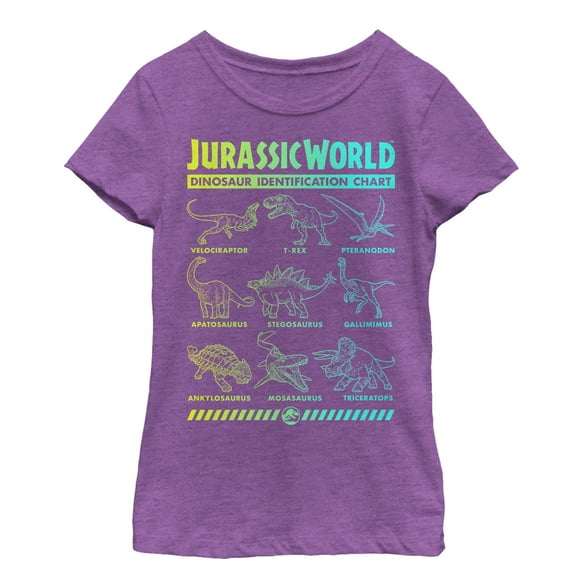Girl's Jurassic World: Fallen Kingdom Dinosaur Identification Card  Graphic Tee Purple Berry Large