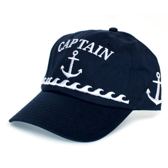 Captain Dad Hat Anchor Boating Cap Embroidered Adult Unisex Navy