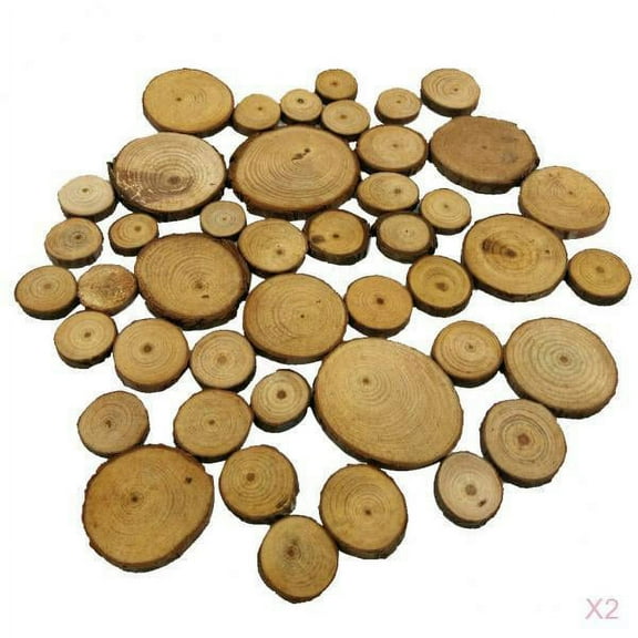 yotijay 100 Pieces Assorted Size Natural Pine Tree Wood Slices Round Log Circles Discs