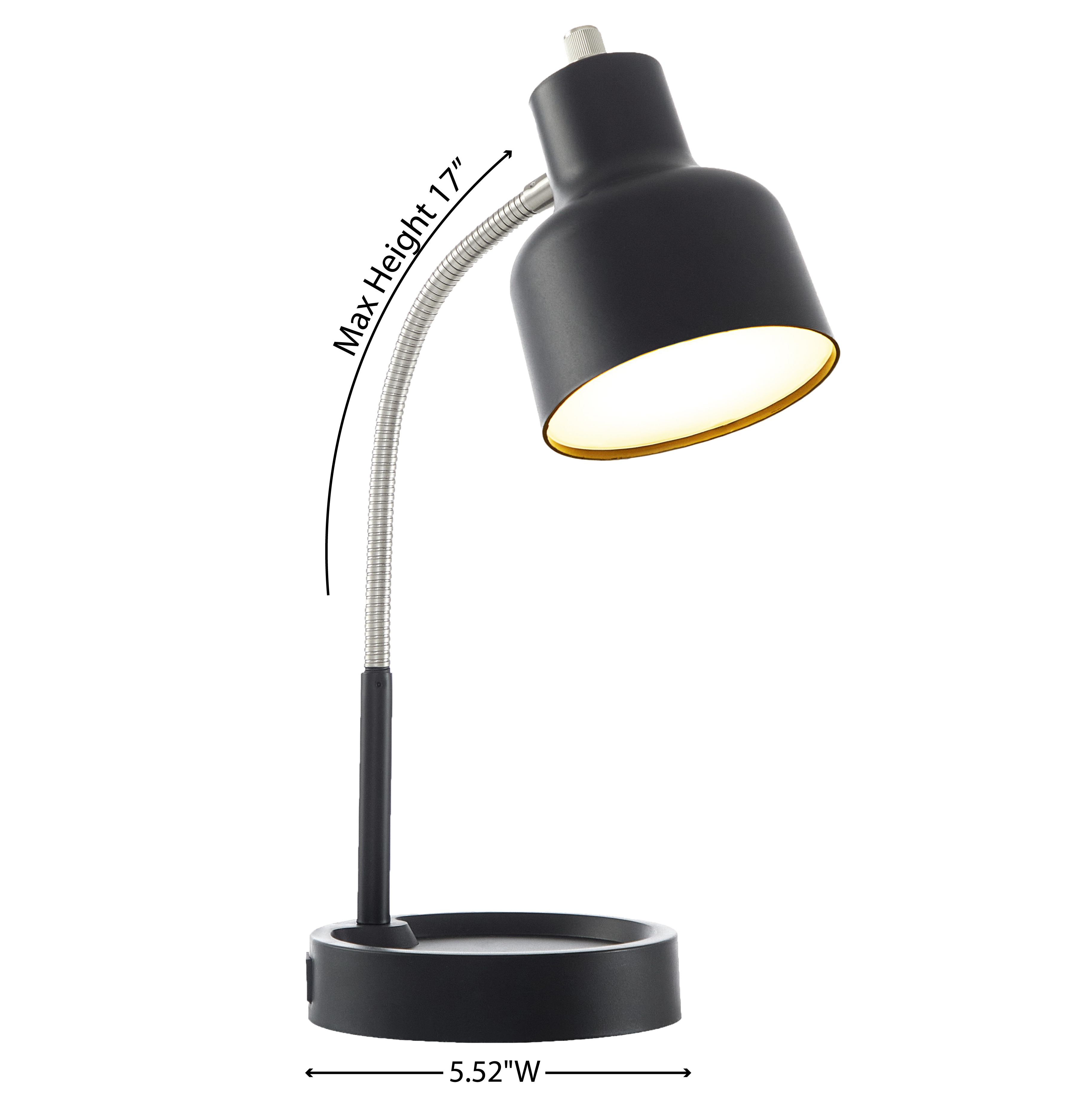Mainstays LED Desk Lamp with Catch-All Base & AC Outlet, Matte Black - image 3 of 10