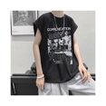thumbnail image 4 of Camisa de manga corta para hombre, camisa de gran tamaño elástica con cuello redondo estampada para deportes de verano, 4 of 8