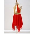 thumbnail image 2 of renvena Kids Girls Halter Metallic Praise Overlay Dress Chiffon Patchwork Lyrical Dance Red 6, 2 of 7