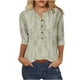 thumbnail image 1 of Tops de Algodón para las Mujeres Impreso Botón 3/4 Manga Suelta Tee, Suave Casual 3/4 Manga Superior, 1 of 4