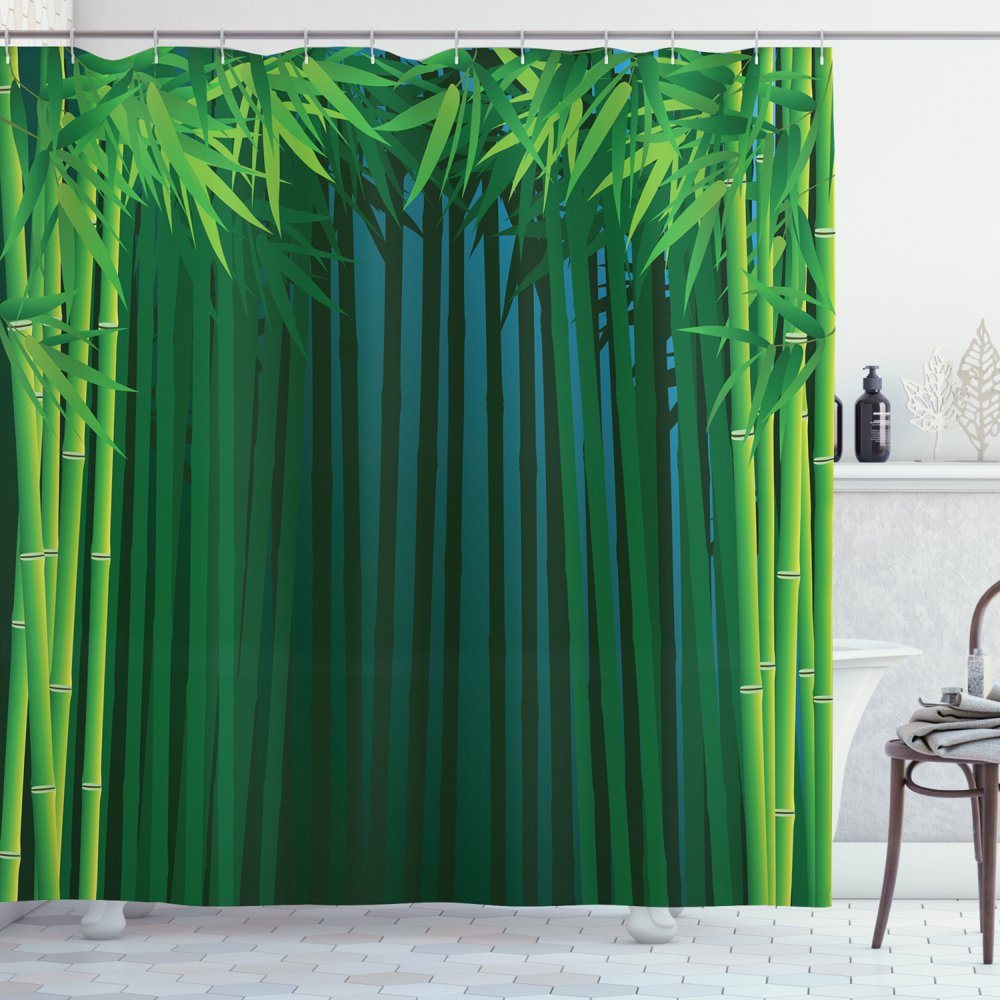 Exotic Shower Curtain, Stems with Leaves Exotic Lands Fantasy Zen