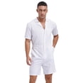 thumbnail image 3 of Zaldita Men's Rompers Jumpsuits Zipper Short Sleeve Loose Shorts Coverall Tracksuits with Pockets White XXL, 3 of 7