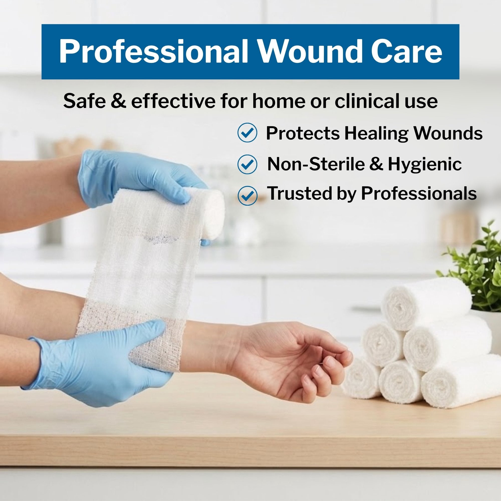 CareStock Fluff Dressing - Highly Absorbent, Medical-Grade Cotton Wound Dressing, First-Aid Essential - 6-Ply Roll, 4-1/2 in. x 4-1/10 yd., 1 per Pack, 100 Packs, 100 Total