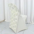 thumbnail image 5 of Balsa Circle Ivory Satin Rosette Back Spandex Stretchable Fitted Folding Chair Cover Party Events Decorations, 5 of 8