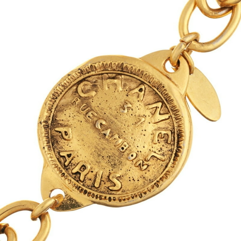 CHANEL Necklace AUTH Coco chain CC Rare Pendant 31 Rue cambon Gold Medal  41cm FS