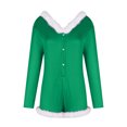 thumbnail image 3 of Elainilye Fashion Fall Pajamas For Women Christmas Snowflake Feather Trim Button Front Adult Onesie Home Wear Siamese Pajamas Sleepwear,Green, 3 of 4