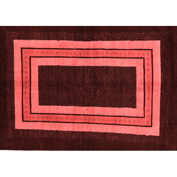 Ahgly Company Indoor Rectangle Abstract Red Modern Area Rugs, 8' x 12'