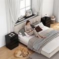 thumbnail image 4 of 19.7-Inch Black Solid Wood Nightstand with 3 Drawers and Storage Cabinet, 4 of 20