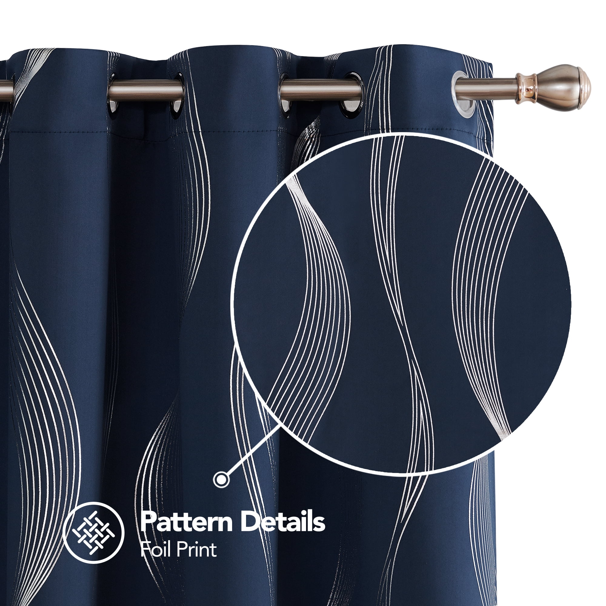 Deconovo 42Wx84L Blackout Curtains, 2 Panels, Navy Blue, Thermal Insulated Room Darkening Drapes