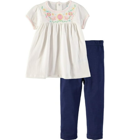 Bon Bebe Girls 12-24 Months Floral Pant Set (White 24 Months)