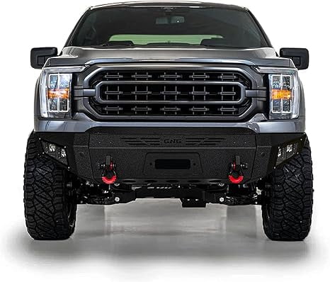 TIOYAR Steel Front Bumper for 2021-2022-2023-2024-2025 Ford F150 (Not Fit F150 Lighting) With Winch Plate&Lights（Black Texture）