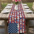 thumbnail image 4 of American Flag Floral Table Runner 72 Inches, Red Blue Poppy 4th Oh July Bed Runner Dresser Scarves Tabletop for Indoor Outdoor Parties/Ceremony/Banquet, 14" x 72", 4 of 9