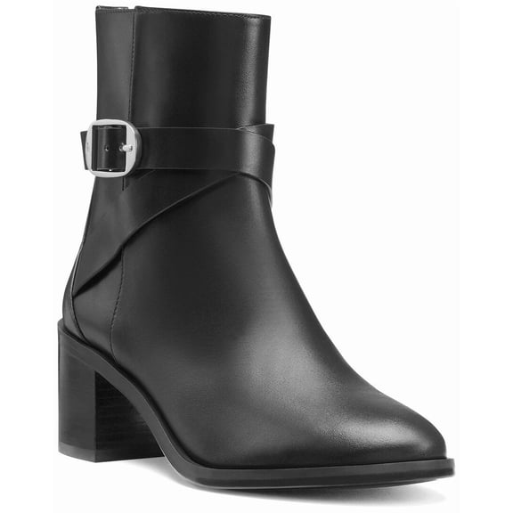 Stuart Weitzman Esme Belted Zip Leather Bootie, 8, Black