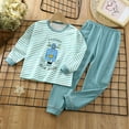thumbnail image 3 of Odeerbi 2-12 Years Toddler Boys Girls Cotton Pajamas Outfits Striped Long Sleeve Tops Pants Two-piece Pajama Set Casual Loungewear Toddler Boys Girls Clothes, 3 of 3