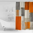 thumbnail image 4 of Small Stall Shower Curtain 48x72 Inch Narrow Half Size Burnt Orange Bath Curtains Bathroom Decor Grey Modern Abstract Art Oil Painting Geometric Waterproof Shower Curtain Set with Hooks 48 Inch, 4 of 6