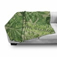 thumbnail image 3 of Green Leaf Soft Flannel Fleece Throw Blanket, Exotic Pattern with Tropical Leaves Fresh Jungle Aloha Hawaii, Cozy Plush for Indoor and Outdoor Use, 50" x 70", Apple Green Fern Green, by Ambesonne, 3 of 6