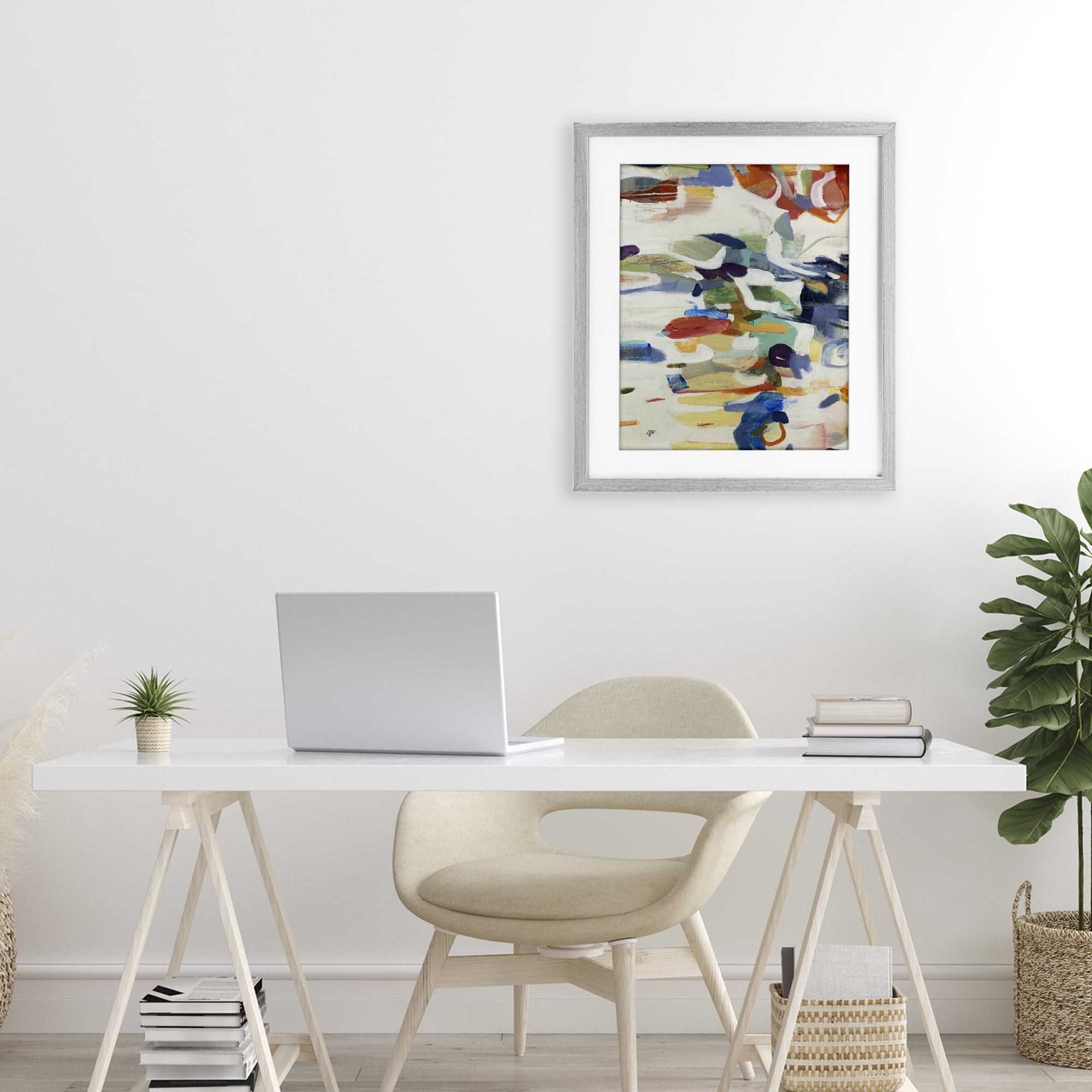 Stupell Industries Primary Hued Abstraction Gray Framed Print Under Glass, design by Lisa Ridgers