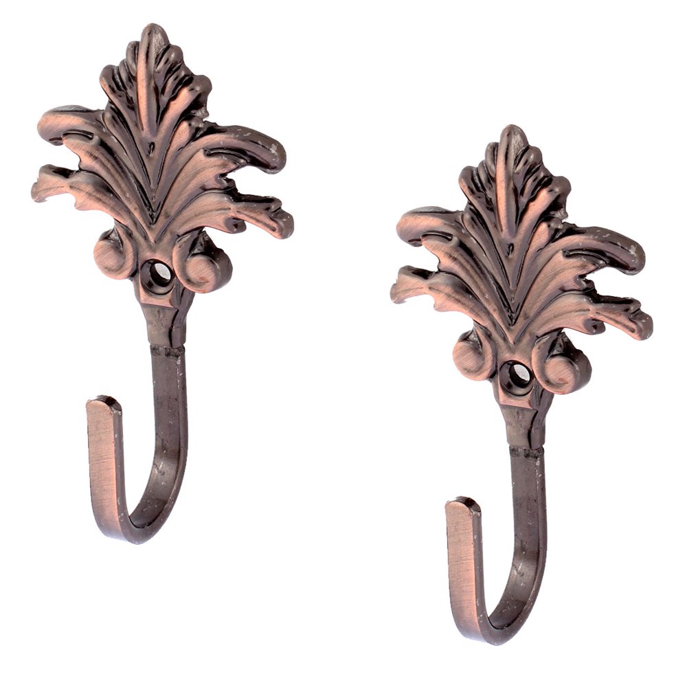 Bedroom Screw Mount Curtain Tieback Wall Hooks Copper Tone 2Pcs