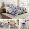 thumbnail image 6 of King Quilt Set 96''x106'', Purple Lavender Lightweight Bedspread Coverlet Set with 2 Pillow Shams, Summer Watercolor Dragonfly Wooden Grain Breathable All Season Quilt Bedding for Bedroom/Guest Room, 6 of 9