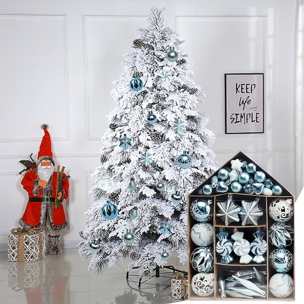 Xihbxyly Juego de 73 Adornos Navideños de Plástico Irrompible, En Rojo, Verde, Azul y Dorado, para Árbol de Navidad, Fáciles de Colgar, Perfectos para Hogares y Fiestas, Tamaño de 6 Cm.