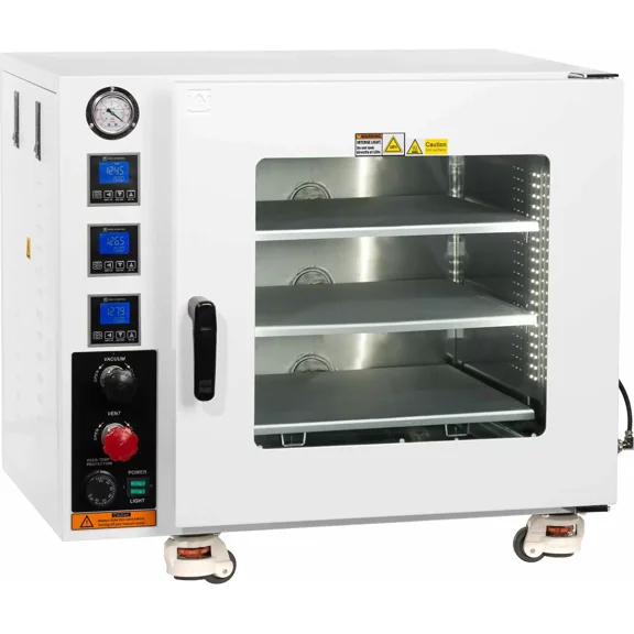 Across International AT32 3.2 Cu. Ft. 18" x 18" x 18" Vacuum Oven with 3 Heated Shelves, All SST Tubing/Valves, Oil-Filled Gauge, 110V, 50/60 Hz, 1500W