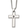 thumbnail image 2 of Chisel Stainless Steel Polished 1/10 carat Black Diamond Cross Pendant on a Curb Chain Necklace - 22" Natural Diamonds, 2 of 7
