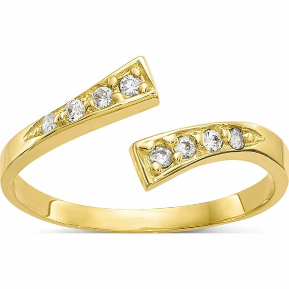 10K Yellow Gold Cz Toe Ring Made In United States 10c1162