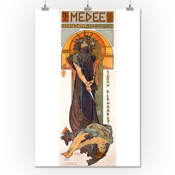 Medee Sarah Bernhardt Vintage Poster Artist Mucha Alphonse France C 18 24x36 Giclee Gallery Print Wall Decor Travel Poster Walmart Com Walmart Com