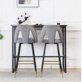 thumbnail image 2 of Bar Stools Velvet Upholstered Barstools with Back Bar Chairs 30 inch Seat Height for Kitchen Bar Living Room(Gray,Set of 2), 2 of 8