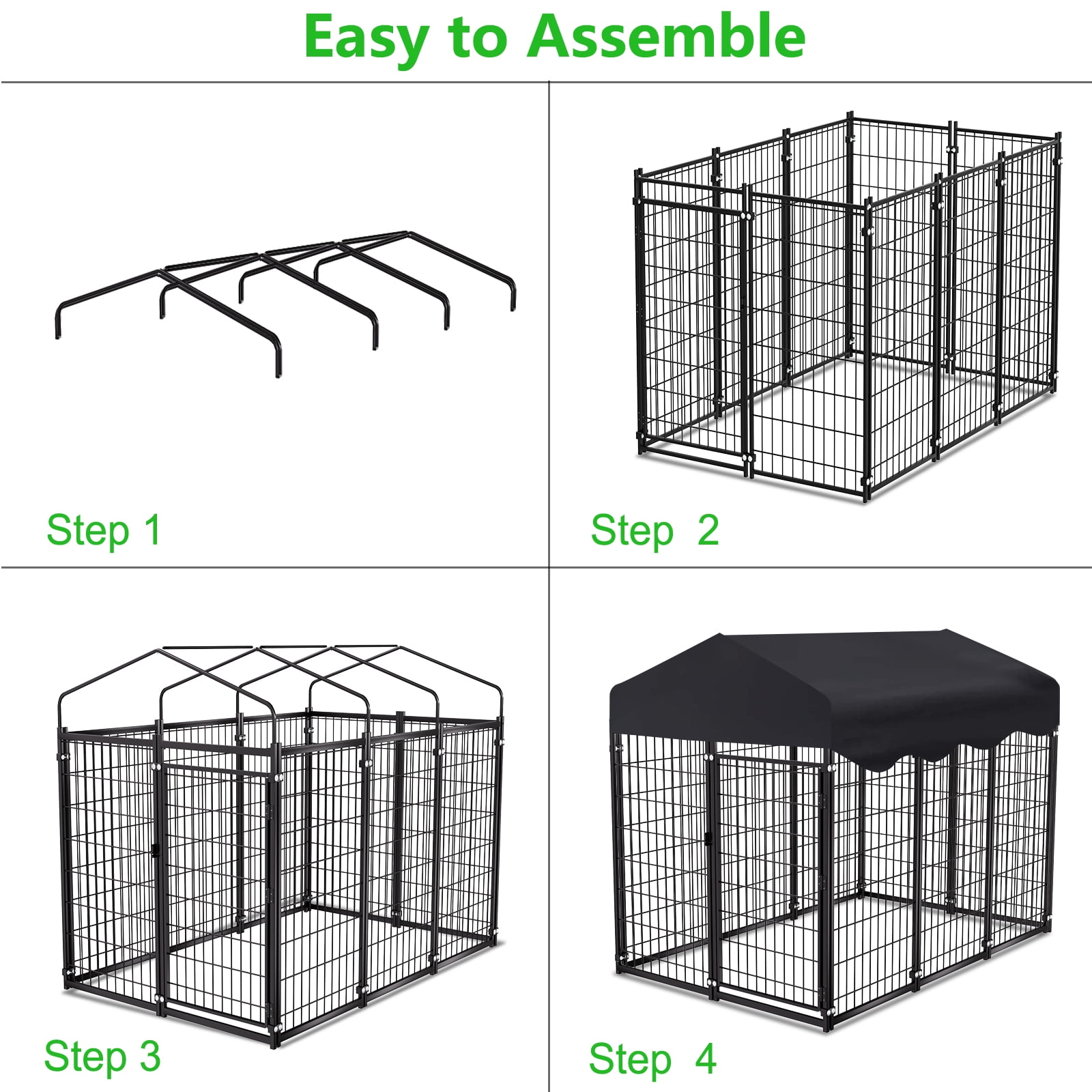 Dog Kennel Outdoor, Large Outdoor Dog Kennel with Cover Outdoor Pet Kennel with 6.2ft x 4.2ft x 4.5ft Dog Run for Outdoor