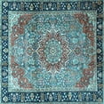 thumbnail image 1 of Ahgly Company Indoor Square Medallion Light Blue Traditional Area Rugs, 8' Square, 1 of 4