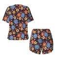 thumbnail image 6 of "Wukai Leaves Flower Women's Pajama Set - Short-Sleeve Top and Shorts with Elastic Waistband and Pockets for Loungewear, Yoga, and Casual Wear-Small, 6 of 8