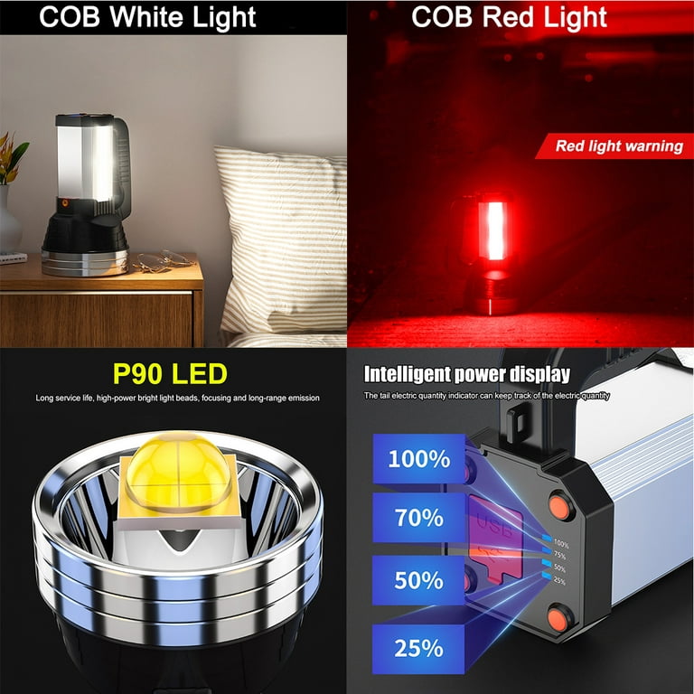Rechargeable Spotlight, LBE 90000 Lumens Solar Flashlight Led Spot Light  Outdoor Handheld Review 
