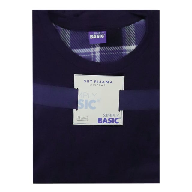 Pijama Simply Basic para Hombre, Manga Larga Azul Talla EG, 2 Piezas, set con playera de manga larga y pantalón con cintura elástica en color marino, diseño interior a cuadros, fabricado con materiales suaves y fibras elásticas, ideal para descanso y uso diario en ropa para hombre.