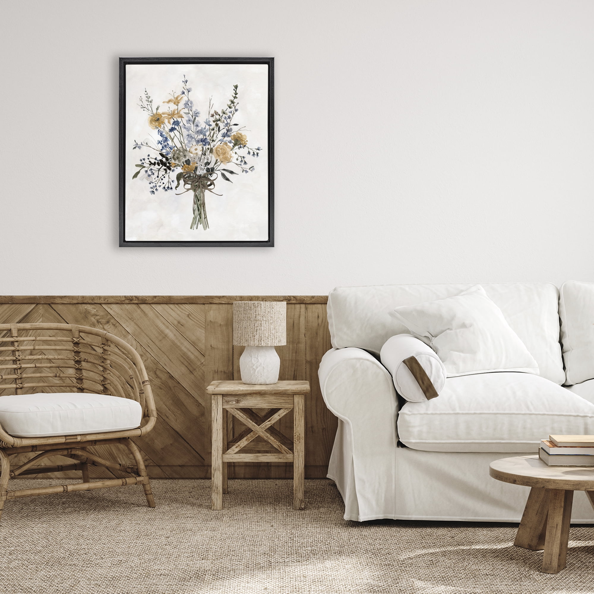 Stupell Industries Delicate Botanicals Bushel Black Framed Floater Canvas Wall Art, design by Carol Robinson